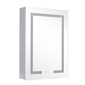 White LED mirror cabinet with anti-fog glass and rectangular lighted frame