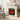 Freestanding electric fireplace heater with glowing logs in dark glass doors