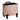 Rose gold rolling cosmetic case with black corners and telescopic handle, closed