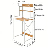 3-tier over-the-toilet storage rack with white frame and light wood shelves