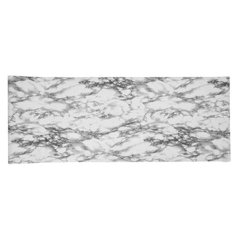 Marble effect PVC flooring panel, white base with gray veined pattern