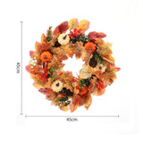 Halloween wreath with orange foliage and pumpkin accents, 45 cm diameter