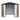 Brown metal garden storage shed with open sliding double doors and black apex roof with vents