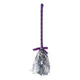 Purple-striped Halloween wand with silver tulle pouch and purple ribbon bow