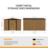 Shed dimensions diagram showing roof and double-door layout