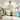 Ceiling fixture with five frosted acrylic shades and hanging crystal chandelier accents