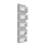 5-pocket over-the-door non-woven fabric organizer, grey, with open storage compartments