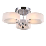 Ceiling light with five frosted acrylic shades, chrome center, and crystal accents
