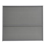 Grey open 2-tier toy and book storage cabinet back panel