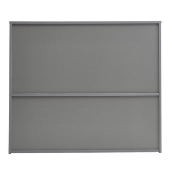 Grey open 2-tier toy and book storage cabinet back panel