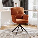 Rust-orange high-back accent chair with padded seat and black star swivel base