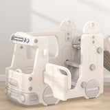 Kids bus playset with slide, white panels and steps opening for indoor play