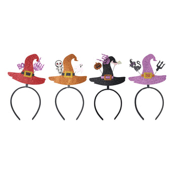 Halloween 22 witch cat headbands, four colors: red, orange, black, and purple