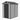 Gray plastic storage shed with black front door and side wall panels