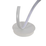 LED spiral floor lamp base with glossy white circular foot and upward curved light tube.