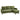 Green sectional sofa with chaise extension, studded trim along arms and back