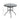 Black round outdoor dining table, 80cm wide, 72cm high, parasol hole center