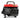 Portable gasoline generator engine housing view with red top cover and heat warning label