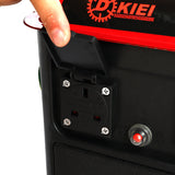 Generator AC outlet panel with two sockets and red indicator button on side