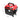 Portable gasoline generator with red top, black base, and carry handle