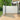 White retractable privacy screen with gray frame next to outdoor dining chairs