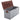 Plastic storage box open with brown ribbed underside and light gray interior compartments