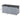 Plastic storage box with dark gray textured lid and light gray slatted front