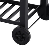 Rubber wheel on the bottom cart frame of a charcoal BBQ grill