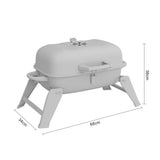Portable charcoal mini grill dimensions: 68cm width, 34cm depth, 36cm height