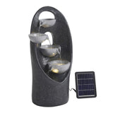 Dark speckled 4-tier cascading fountain with solar panel and flowing water bowls
