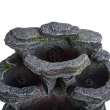 Faux rock garden fountain top view, circular bowl with 4 small fixture openings.
