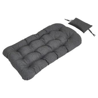 Dark gray thick chair cushion pad with two matching back pillows