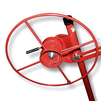 Red handwheel control assembly for rolling plasterboard lifter