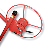 Red gear hub and hand crank for rolling plasterboard lifter control