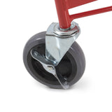 Red caster wheel on 16 ft rolling plasterboard panel hoist base