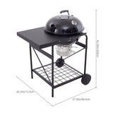 Round charcoal grill with side table, overall height 41.3 in shown