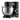 Black stand mixer with stainless steel bowl and clear splash guard, side angle