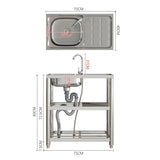 Stainless steel sink dimensions diagram: 75cm width, 40cm height, 80cm stand height