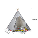 Kids teepee play tent size 120×120×140 cm, gray chevron pattern and play mat