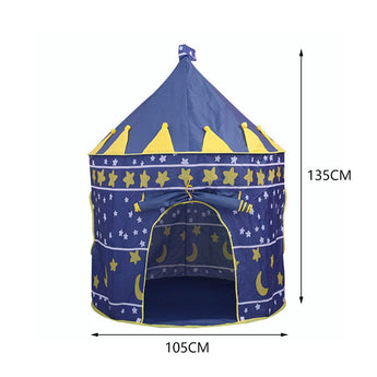 Kids play tent with star & moon print, 105cm wide and 135cm tall round design