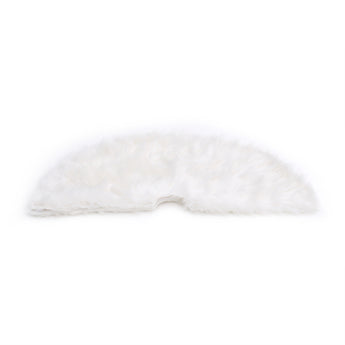 White plush oval tree skirt with smooth underside edge seam