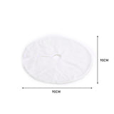 White oval plush tree skirt, 90cm diameter; small loop detail shown