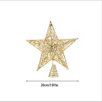 Gold sequin star tree topper with spiral base, 20cm size shown