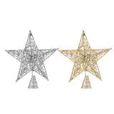 Silver and gold sequin star tree toppers with spiral bases
