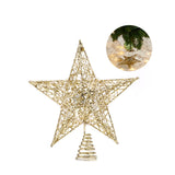 Gold sequin star Christmas tree topper with spiral base, no lights shown