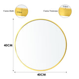Round bathroom mirror with gold frame, 40 cm diameter