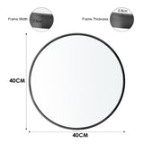 Round bathroom mirror with black frame, 40 cm diameter