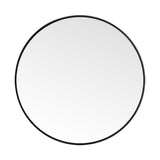 Black round wall mirror with slim frame and reflective glass surface