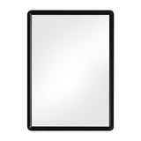 Black-framed rectangular mirror, smooth clear glass front