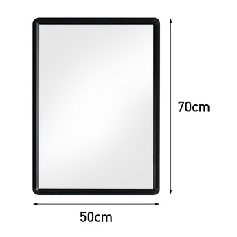 Rectangular mirror size 50 x 70 cm, black frame, clear glass